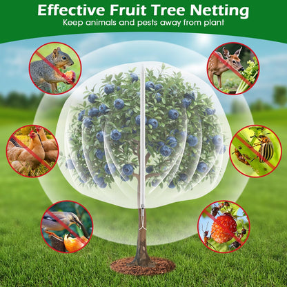 6'x6' Fruit Tree Netting Cover with Zipper and Drawstring