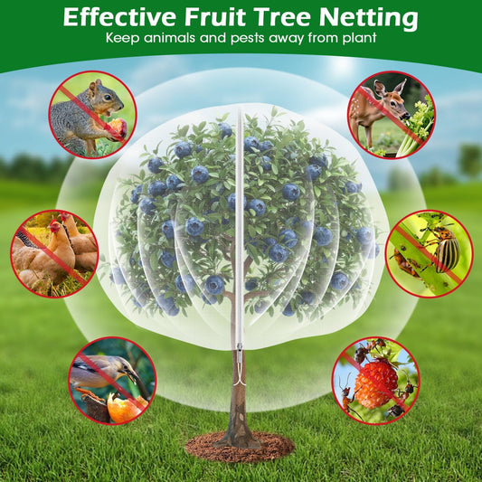 6'x6' Fruit Tree Netting Cover with Zipper and Drawstring