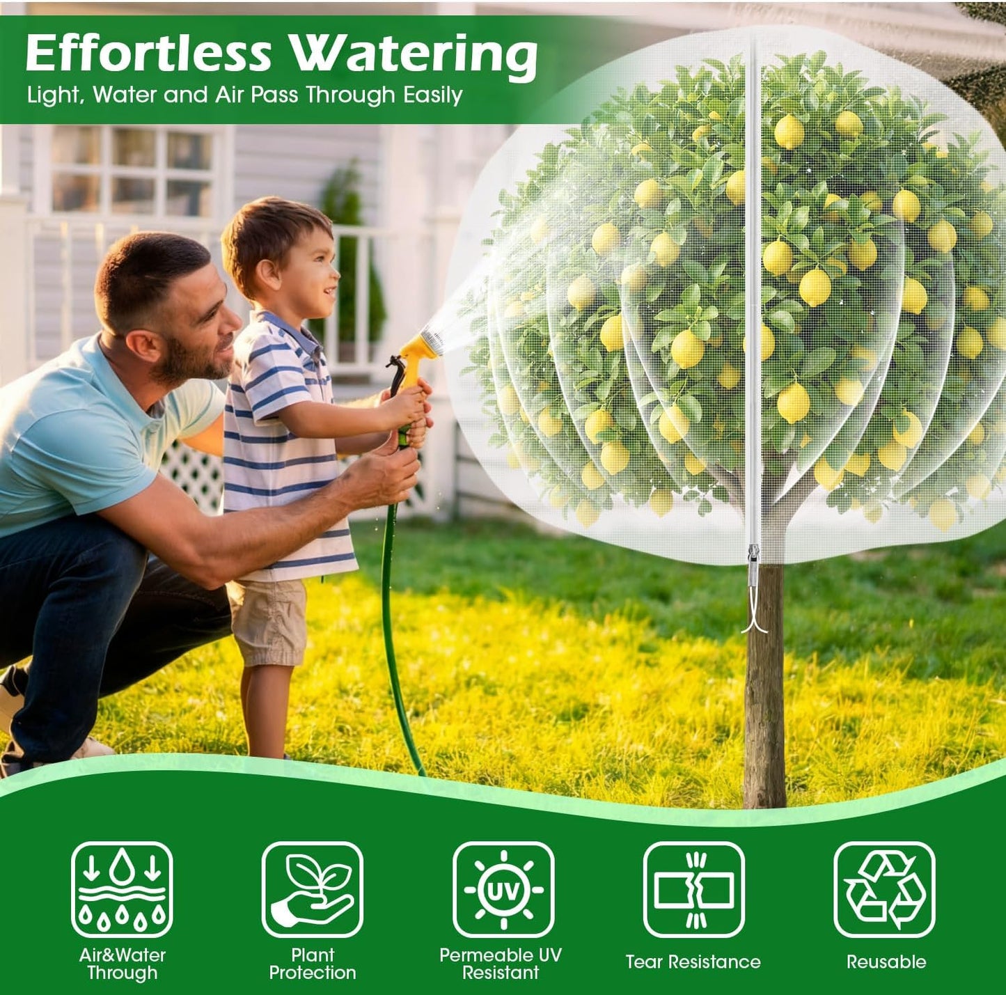 6'x6' Fruit Tree Netting Cover with Zipper and Drawstring