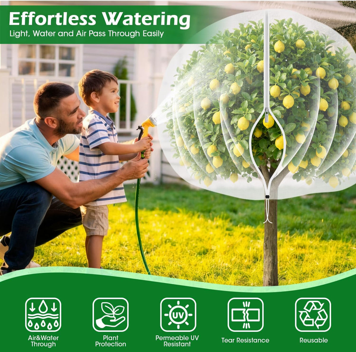 6'x6' Fruit Tree Netting Cover with Zipper and Drawstring