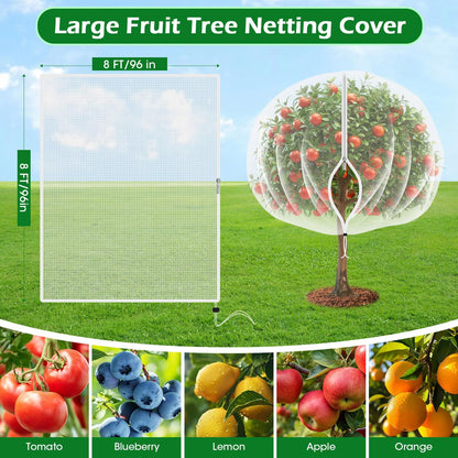 6'x6' Fruit Tree Netting Cover with Zipper and Drawstring
