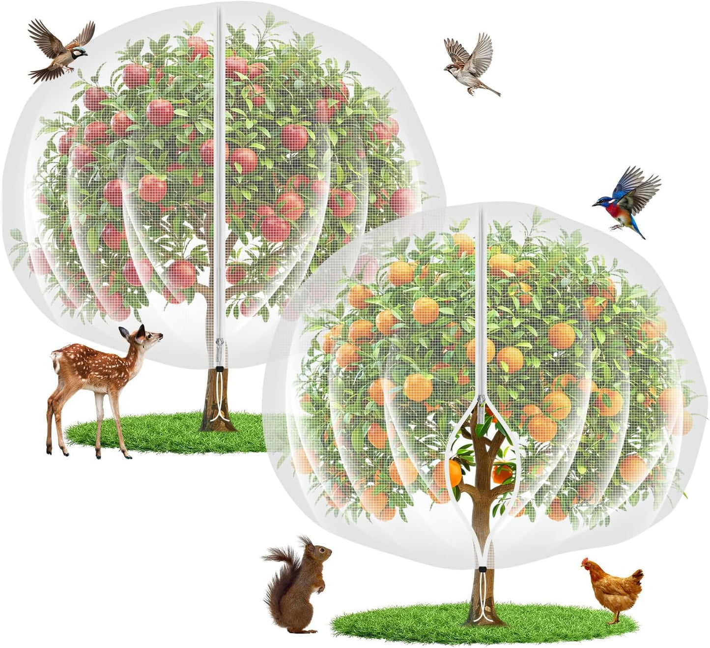 6'x6' Fruit Tree Netting Cover with Zipper and Drawstring