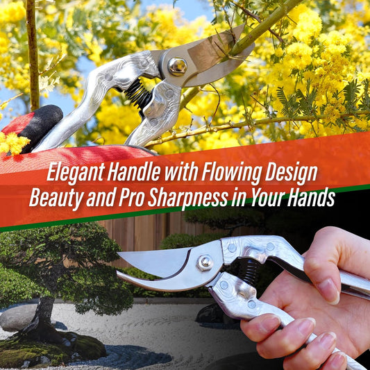 Bypass Pruning Shears 8.3" - Japanese Hand Pruners Garden Scissors