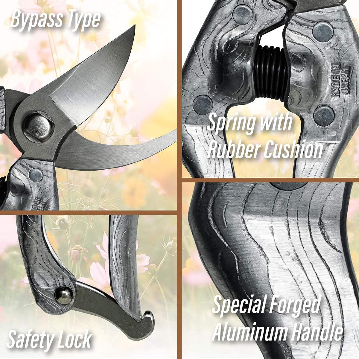 Bypass Pruning Shears 8.3" - Japanese Hand Pruners Garden Scissors