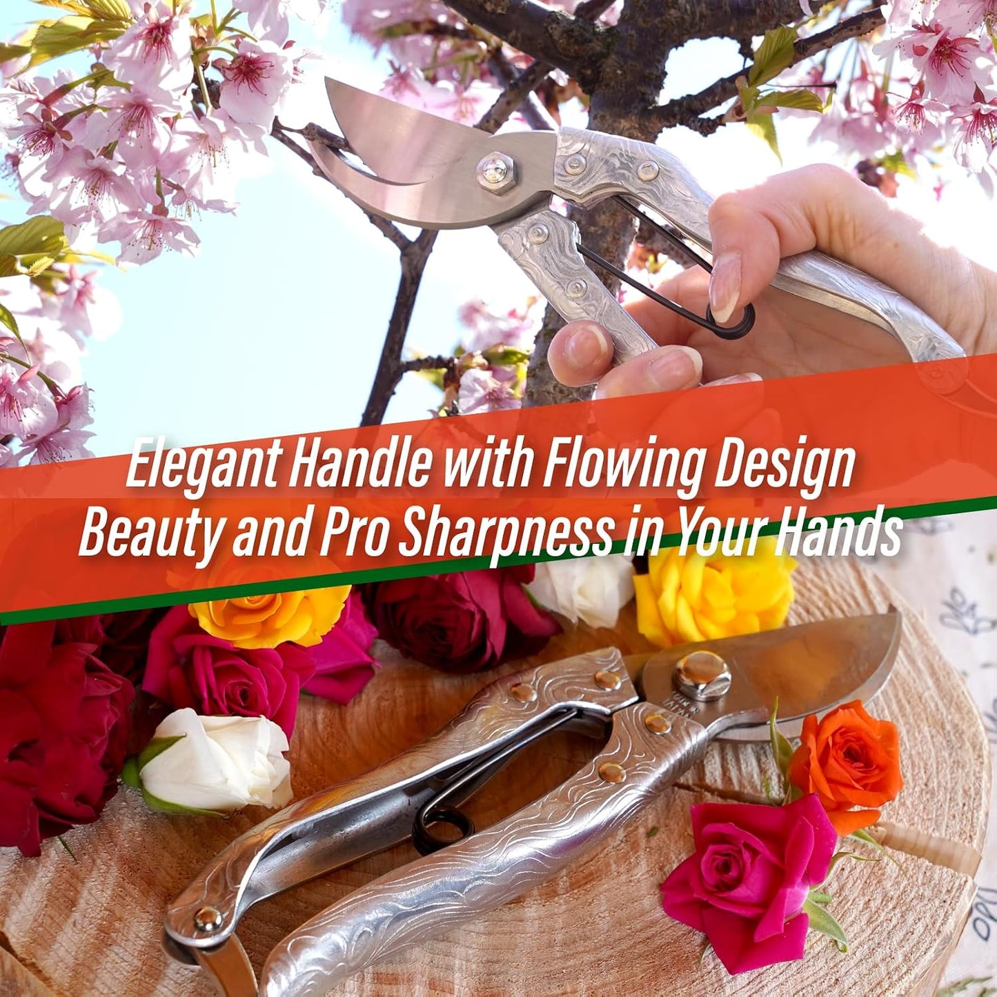 Bypass Pruning Shears 8.3" - Japanese Hand Pruners Garden Scissors