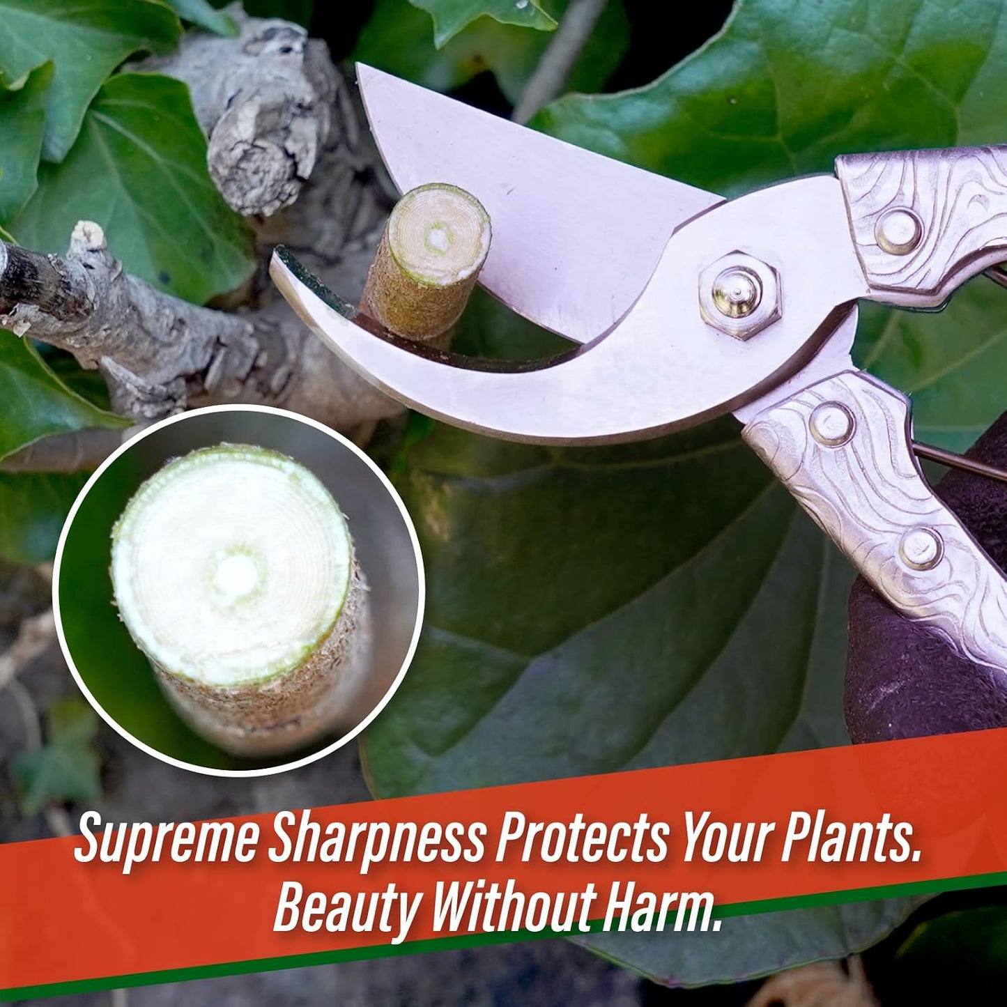 Bypass Pruning Shears 8.3" - Japanese Hand Pruners Garden Scissors
