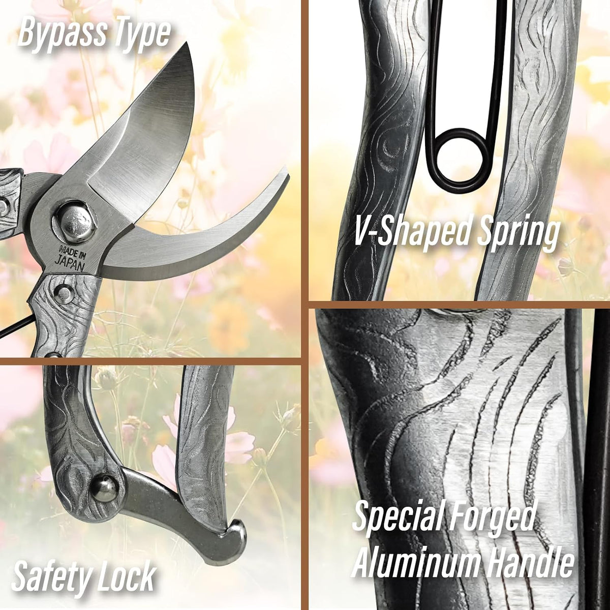 Bypass Pruning Shears 8.3" - Japanese Hand Pruners Garden Scissors