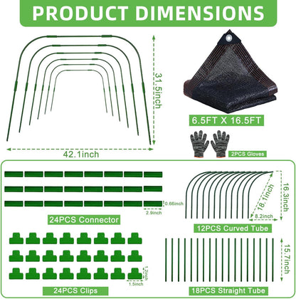2026 Upgraded Garden Shade Cloth Kit 6.5x16.5FT Garden Shade Cloth for Plants Heat Protection with 6 Sets Garden Hoops for Raised Beds 75% Sunblock Shade Cloth Row Cover for Outdoor Plant Vegetables
