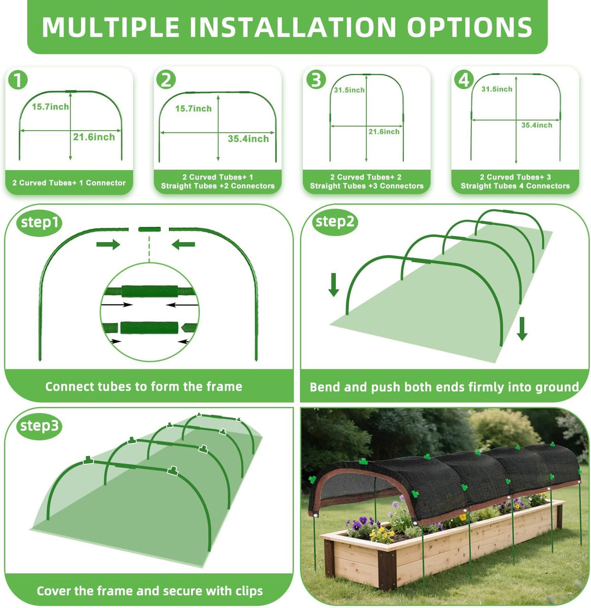 2026 Upgraded Garden Shade Cloth Kit 6.5x16.5FT Garden Shade Cloth for Plants Heat Protection with 6 Sets Garden Hoops for Raised Beds 75% Sunblock Shade Cloth Row Cover for Outdoor Plant Vegetables