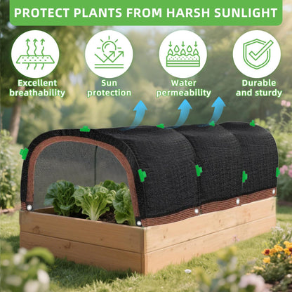 2026 Upgraded Garden Shade Cloth Kit 6.5x16.5FT Garden Shade Cloth for Plants Heat Protection with 6 Sets Garden Hoops for Raised Beds 75% Sunblock Shade Cloth Row Cover for Outdoor Plant Vegetables