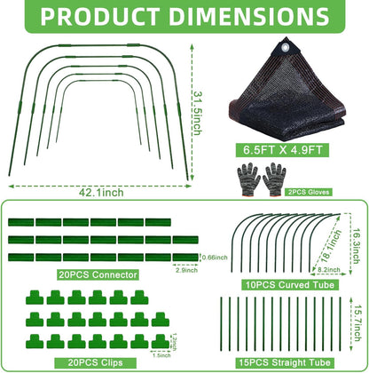 2026 Upgraded Garden Shade Cloth Kit 6.5x16.5FT Garden Shade Cloth for Plants Heat Protection with 6 Sets Garden Hoops for Raised Beds 75% Sunblock Shade Cloth Row Cover for Outdoor Plant Vegetables
