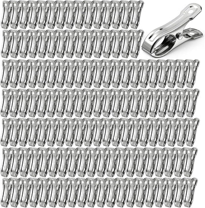 200Pcs Stainless Steel Garden Clips, Large Open Metal Clamps for Greenhouse Hoops, 2" Fix Plant Cover Shade Cloth Netting Tarp, Tight Grip Weatherproof Gardening Supplies