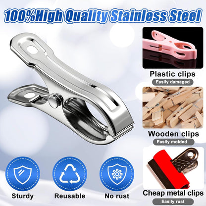 200Pcs Stainless Steel Garden Clips, Large Open Metal Clamps for Greenhouse Hoops, 2" Fix Plant Cover Shade Cloth Netting Tarp, Tight Grip Weatherproof Gardening Supplies