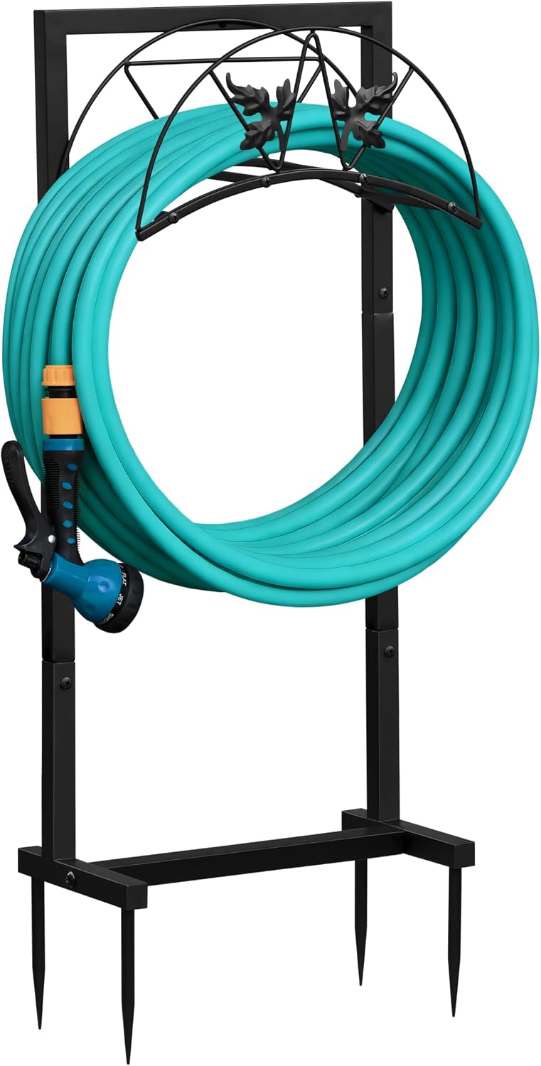 Garden Hose Holder, Heavy Duty Water Hose Reel For Outside Garden Hose Storage Hose Hanger Holds 150-Feet for Yard Lawn Farm (Style B)