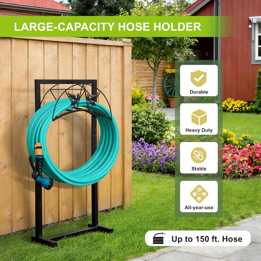Garden Hose Holder, Heavy Duty Water Hose Reel For Outside Garden Hose Storage Hose Hanger Holds 150-Feet for Yard Lawn Farm (Style B)