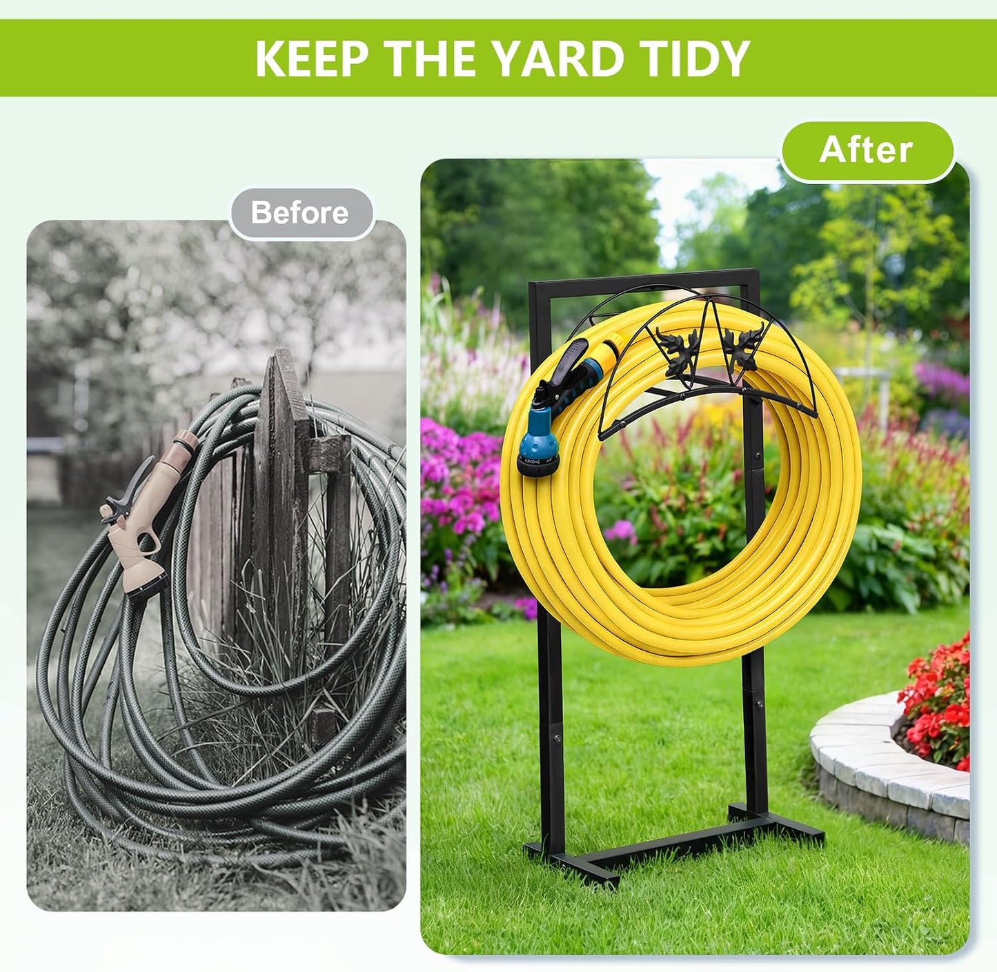 Garden Hose Holder, Heavy Duty Water Hose Reel For Outside Garden Hose Storage Hose Hanger Holds 150-Feet for Yard Lawn Farm (Style B)