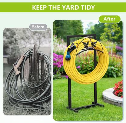 Garden Hose Holder, Heavy Duty Water Hose Reel For Outside Garden Hose Storage Hose Hanger Holds 150-Feet for Yard Lawn Farm (Style B)