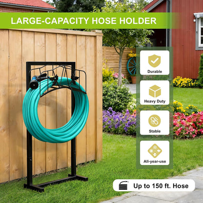 Garden Hose Holder, Heavy Duty Water Hose Reel For Outside Garden Hose Storage Hose Hanger Holds 150-Feet for Yard Lawn Farm (Style B)