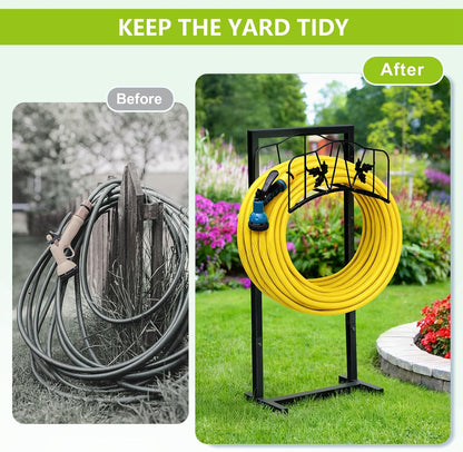 Garden Hose Holder, Heavy Duty Water Hose Reel For Outside Garden Hose Storage Hose Hanger Holds 150-Feet for Yard Lawn Farm (Style B)