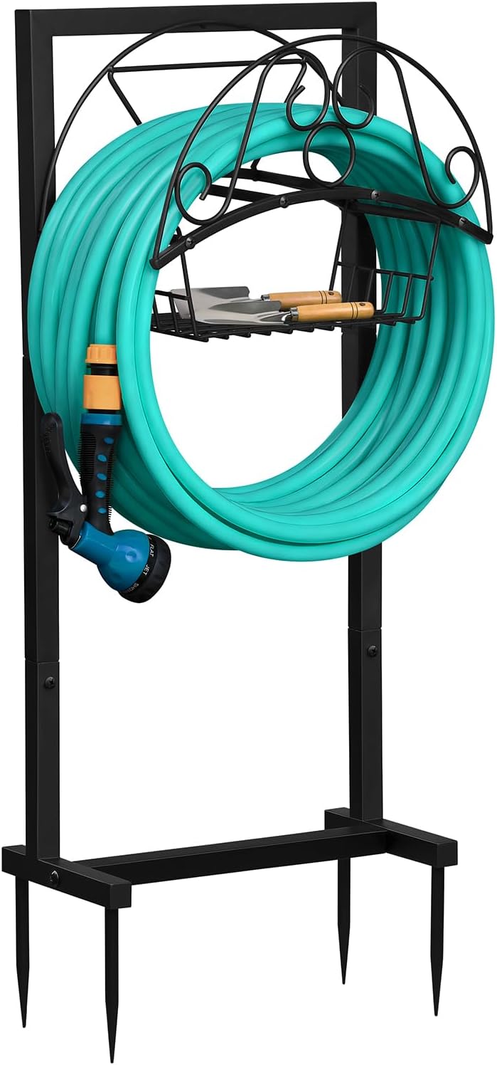 Garden Hose Holder, Heavy Duty Water Hose Reel For Outside Garden Hose Storage Hose Hanger Holds 150-Feet for Yard Lawn Farm (Style B)