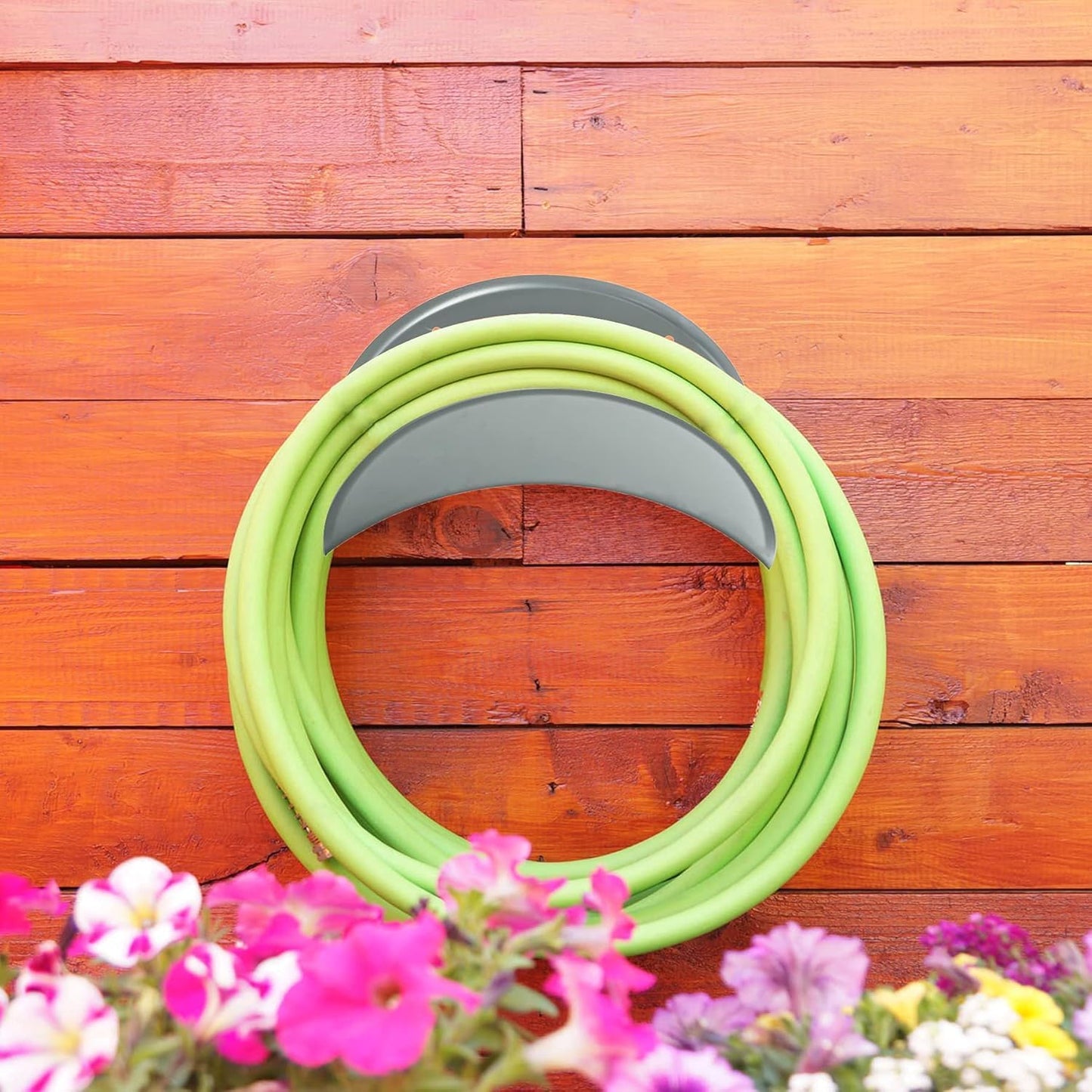 Steel Wall Mount Garden Hose Hangers, Water Hose Hooks for Hose Organizing, Hose Holder Storage for Outside Hose Bracket, Car Hose Holder, Carrier, Support for Garden Hose (1, Grey)
