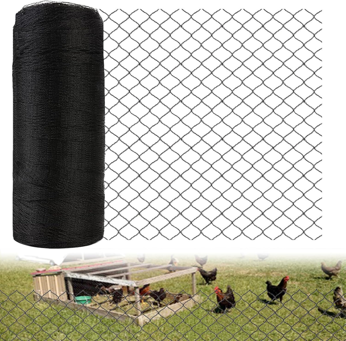 7.5x100ft Bird Netting for Chicken Coop, 1/2" Mesh Chicken Netting Cover
