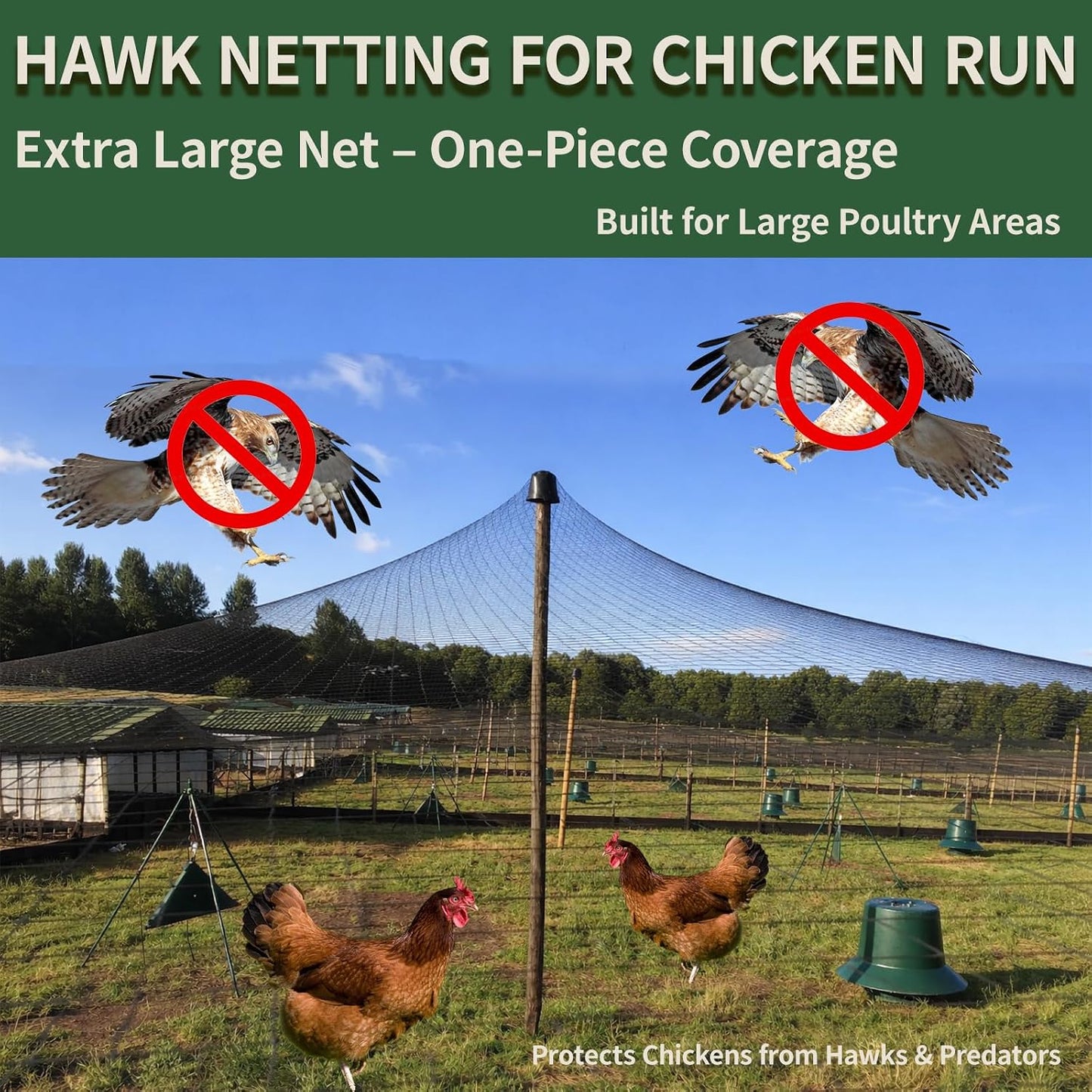 7.5x100ft Bird Netting for Chicken Coop, 1/2" Mesh Chicken Netting Cover