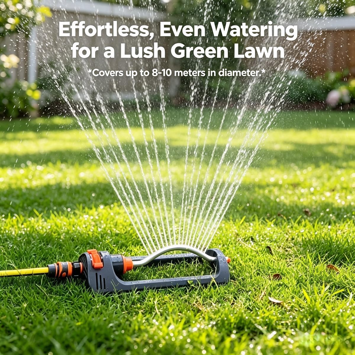 Oscillating Lawn Sprinkler with 19 Hole Brass Nozzles, Covers up to 8-10m, Includes Spray Jet Cleaning Needle