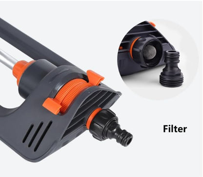 Oscillating Lawn Sprinkler with 19 Hole Brass Nozzles, Covers up to 8-10m, Includes Spray Jet Cleaning Needle
