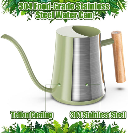 1L/35oz Metal Watering Can Indoor with Long Spout, Sage Green