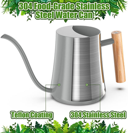 1L/35oz Metal Watering Can Indoor with Long Spout, Sage Green