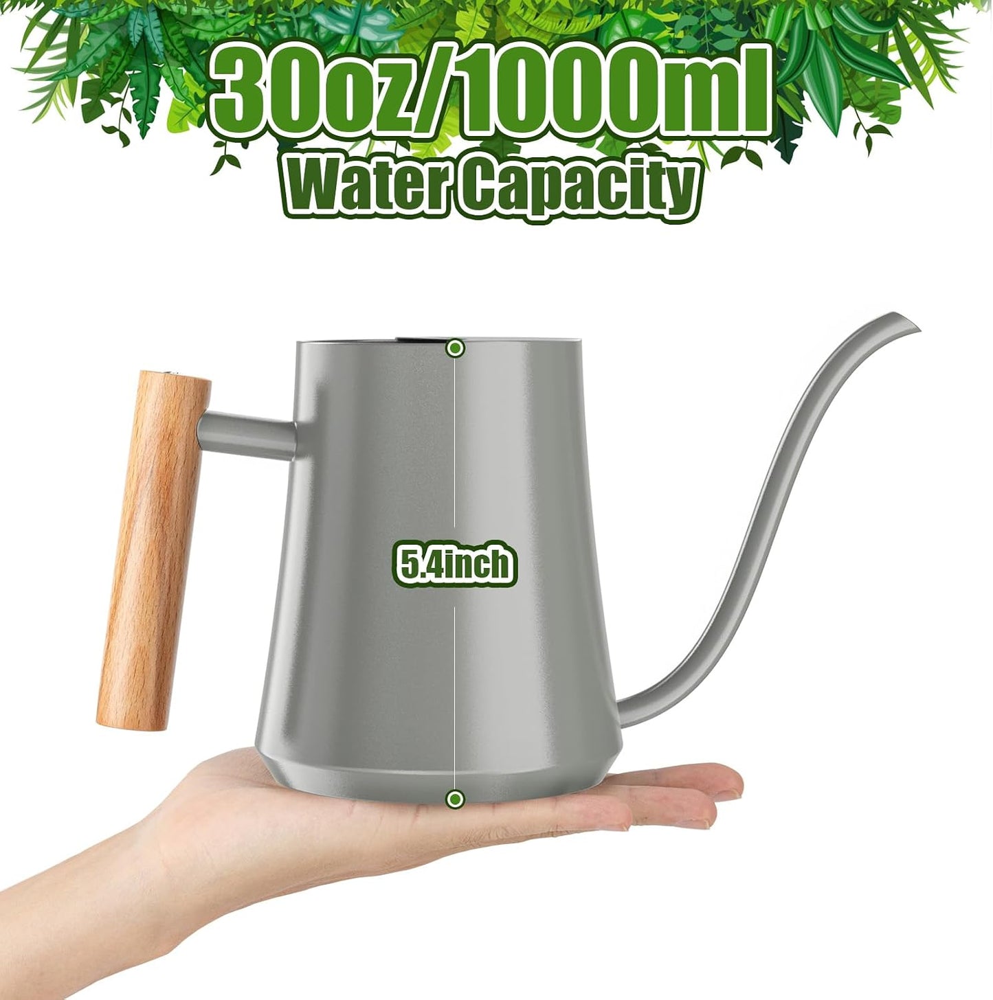 1L/35oz Metal Watering Can Indoor with Long Spout, Sage Green