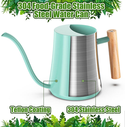 1L/35oz Metal Watering Can Indoor with Long Spout, Sage Green
