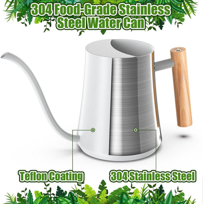 1L/35oz Metal Watering Can Indoor with Long Spout, Sage Green