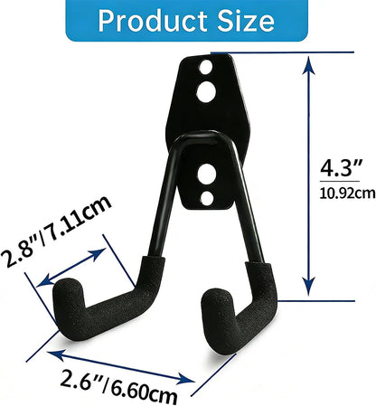 2 Pack Garage Storage Utility Hooks，Garage Garden Tool Organizer，Steel Wall Mount Hooks, Garden Small U Hooks (Black)