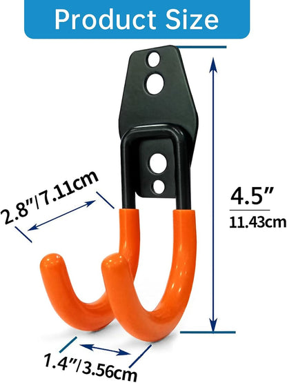 2 Pack Garage Storage Utility Hooks，Garage Garden Tool Organizer，Steel Wall Mount Hooks, Garden Small U Hooks (Black)