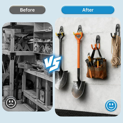 2 Pack Garage Storage Utility Hooks，Garage Garden Tool Organizer，Steel Wall Mount Hooks, Garden Small U Hooks (Black)