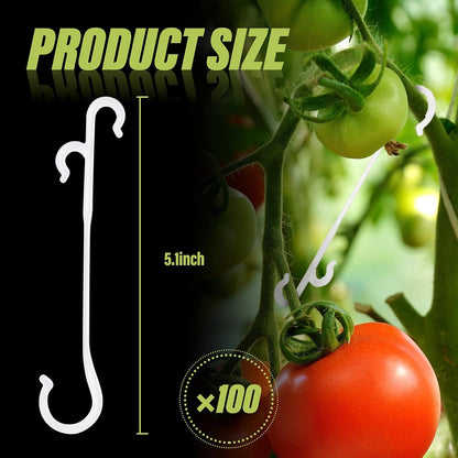 Tomato Support Clips, Plant Vegetable Support Hook Clip, Garden Support Clips, Grape Vine, Vegetables Plants Tomato Trellis Clips to Prevent Tomatoes from Pinching or Falling Off(200 Pieces)