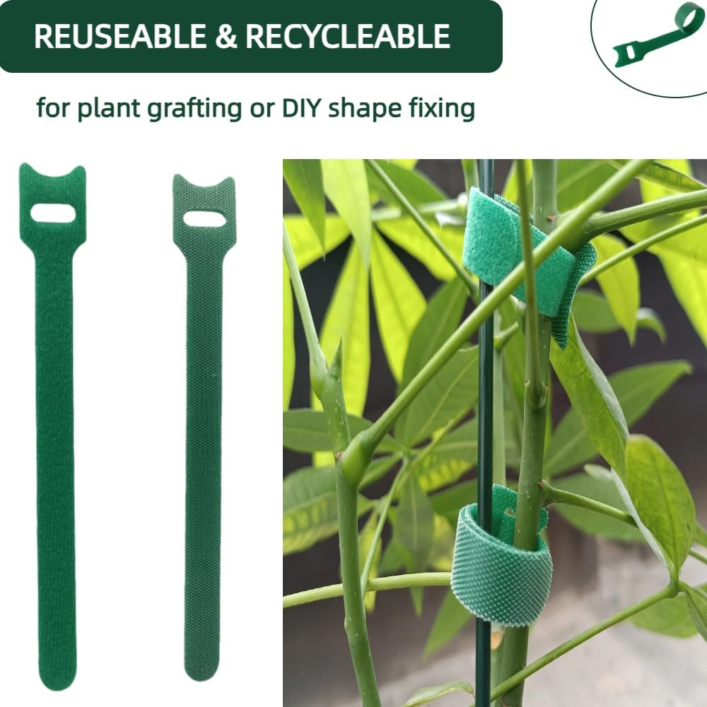 100Pcs 6-Inch Green Reusable Adjustable Plant Ties & Garden Tape