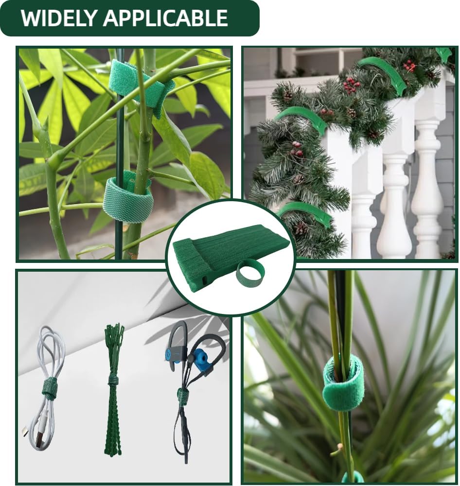 100Pcs 6-Inch Green Reusable Adjustable Plant Ties & Garden Tape