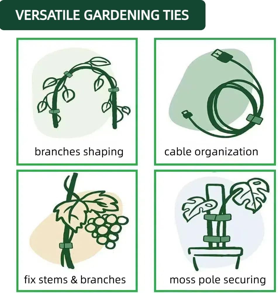 100Pcs 6-Inch Green Reusable Adjustable Plant Ties & Garden Tape