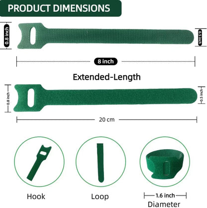 100Pcs 6-Inch Green Reusable Adjustable Plant Ties & Garden Tape