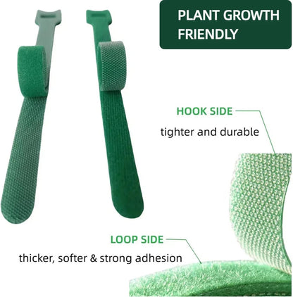 100Pcs 6-Inch Green Reusable Adjustable Plant Ties & Garden Tape