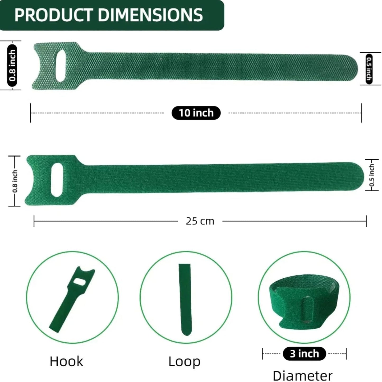 100Pcs 6-Inch Green Reusable Adjustable Plant Ties & Garden Tape