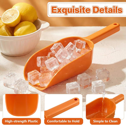 8 Pack Plastic Hand Scoop Orange 16 oz Hand Scoop Durable Food-safe Utility Lightweight Shovel for Dry Goods, Pet Food, Flour, Sugar
