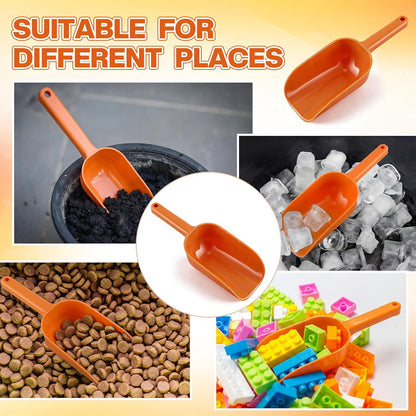 8 Pack Plastic Hand Scoop Orange 16 oz Hand Scoop Durable Food-safe Utility Lightweight Shovel for Dry Goods, Pet Food, Flour, Sugar