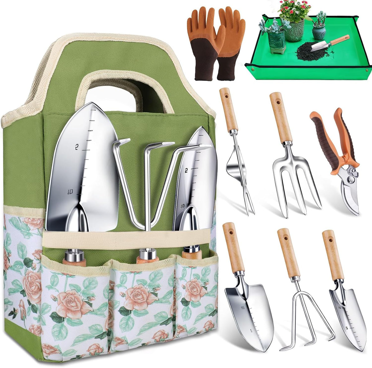 Kynup Garden Tool Set, Heavy Duty Aluminum Gardening Tools with Storage Bag