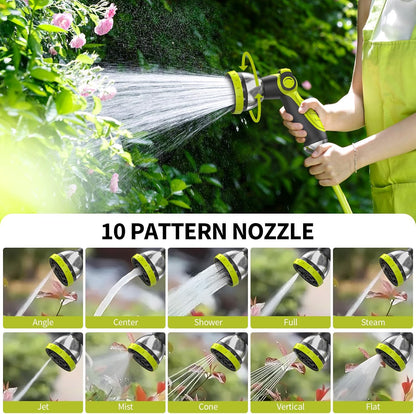 Retractable Garden Hose Reel - 1/2 inch x 50ft Wall Mounted Hose Reel with 3/4 inch Brass Fitting & 10 Function Sprayer Nozzle - Any Length Lock, Auto Rewind System, 180°Swivel Bracket - Black