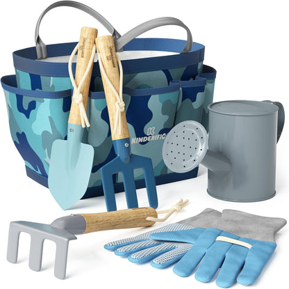 Gardening Set, Tool Kit, for Kids, STEM, Includes Tote Bag, Spade, Watering Can, Rake, Fork, Trowel and Gloves (Sunshine)