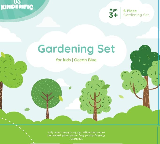 Gardening Set, Tool Kit, for Kids, STEM, Includes Tote Bag, Spade, Watering Can, Rake, Fork, Trowel and Gloves (Sunshine)